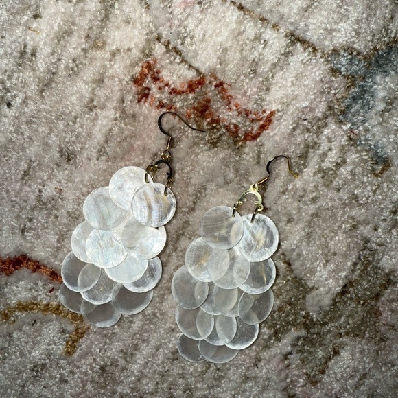 Handmade Elegant White Dangle Earrings - Picture 5 of 5